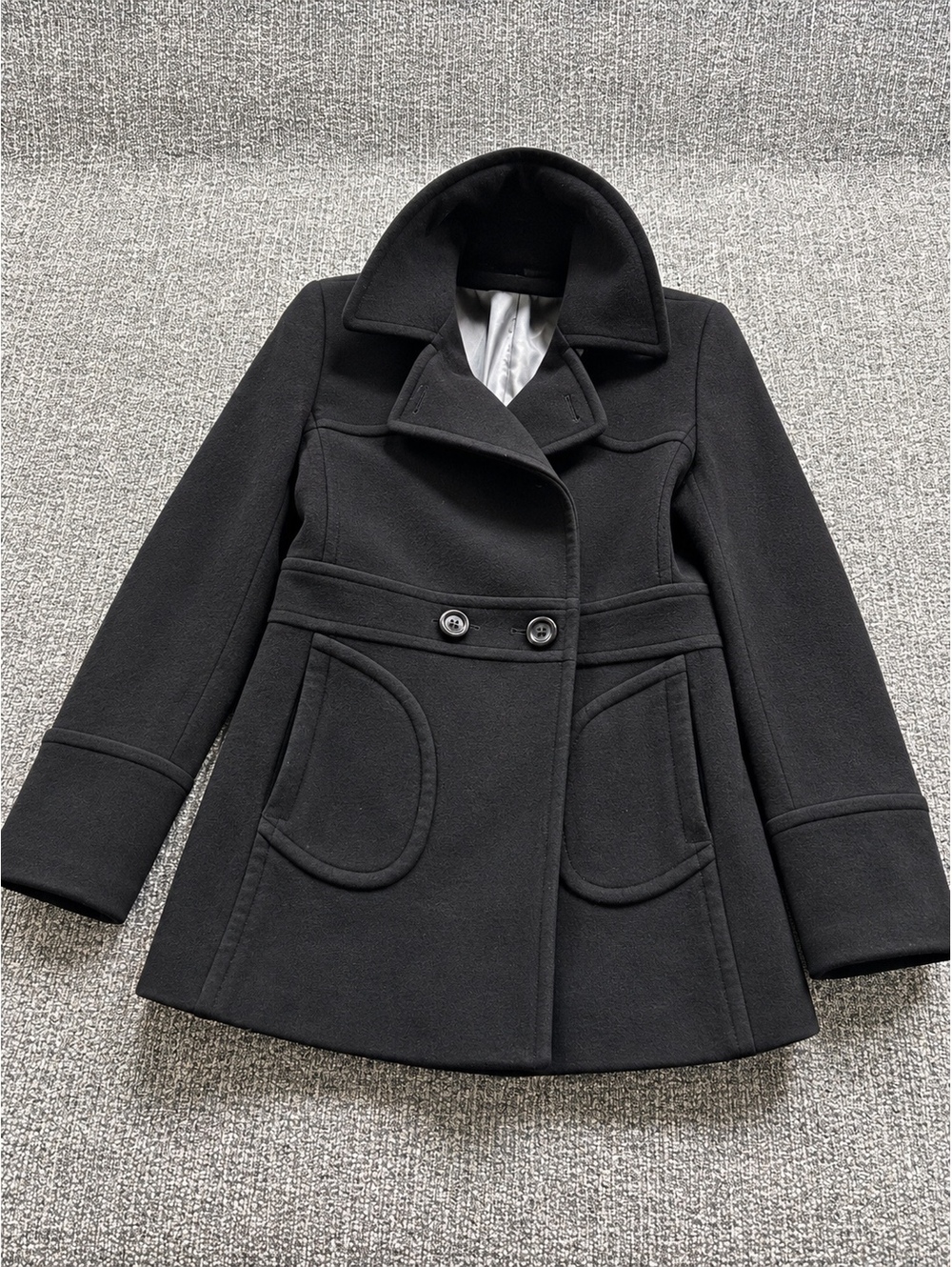 Steve by Searle Black Wool Blend Pea Coat for Women
